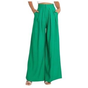 SNDYS. Hill Wide Leg Pleated‎ Trouser Pants Green Size 6